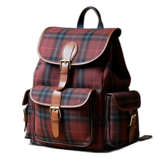 burberry, plaid, laptop, backpack transparent PNG cut-out