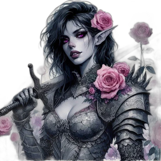 weapon, staff, sword, flower transparent PNG cut-out