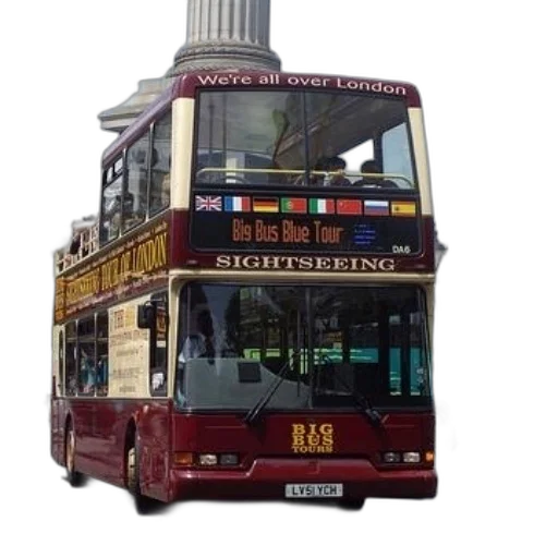 photorealistic, red, double-decker, bus transparent PNG cut-out