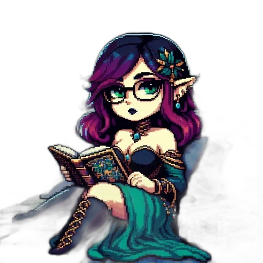 staff, dress, fantasy art, pixel art transparent PNG cut-out