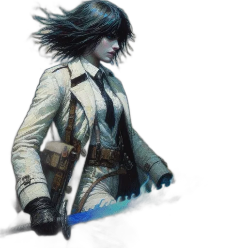 jacket, sword, weapon, concept art transparent PNG cut-out