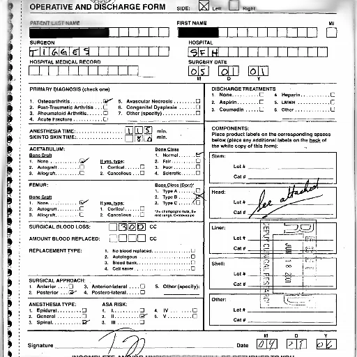 medical, form, titled, operative transparent PNG cut-out