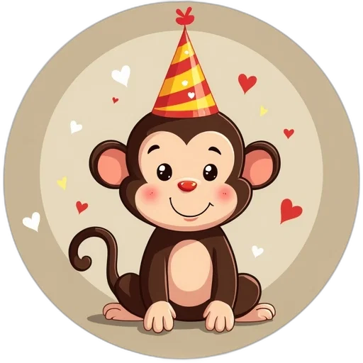 monkey, birthday, party, favour transparent PNG cut-out