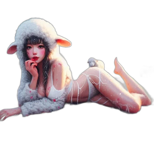 creature, dress, hat, fantasy art transparent PNG cut-out