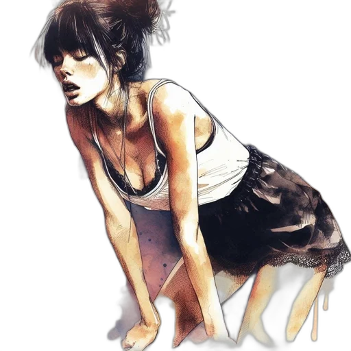 dress, face, creature, watercolor transparent PNG cut-out