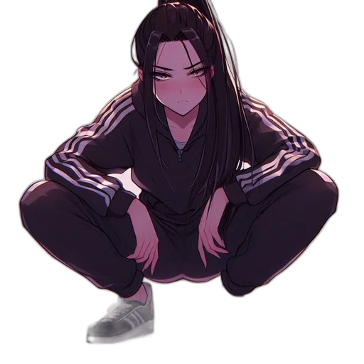 jacket, creature, hair, staff transparent PNG cut-out