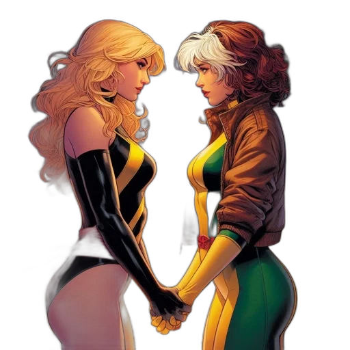 comic book art, concept art, golden, two transparent PNG cut-out