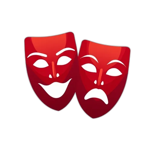 mask, red, theatre, masks transparent PNG cut-out