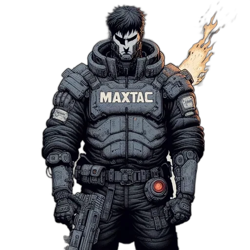 jacket, mask, weapon, comic book art transparent PNG cut-out