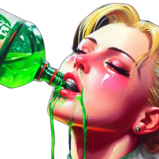 bottle, photorealistic, comic book art, oil painting transparent PNG cut-out