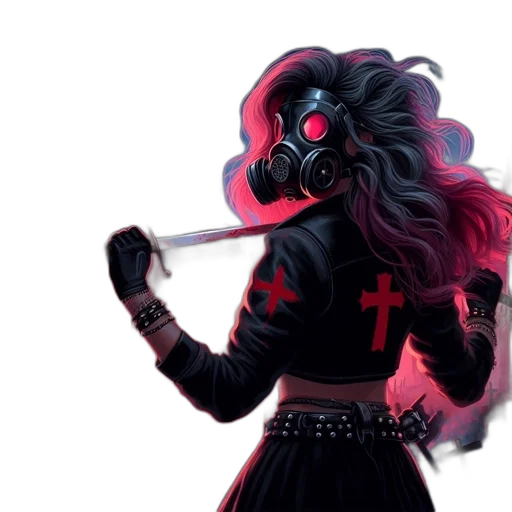 mask, weapon, jacket, sword transparent PNG cut-out