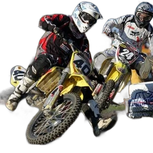 two, motocross, riders, action transparent PNG cut-out