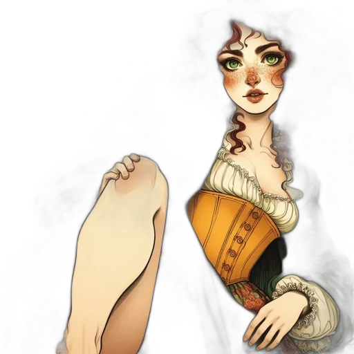 dress, staff, shoes, fantasy art transparent PNG cut-out