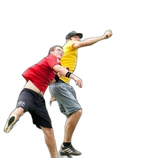staff, two, men, jump transparent PNG cut-out
