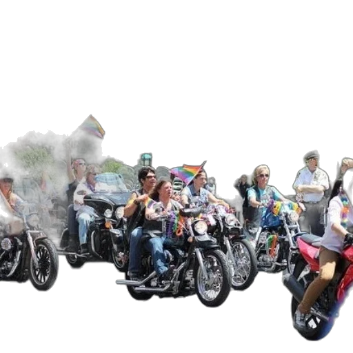 group, people, motorcycles, wave transparent PNG cut-out