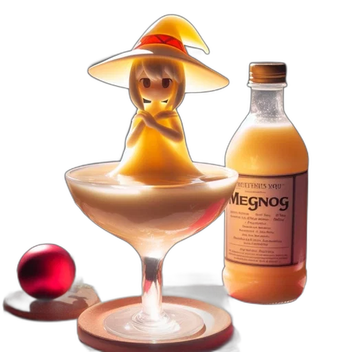 hat, bottle, staff, 3d render transparent PNG cut-out