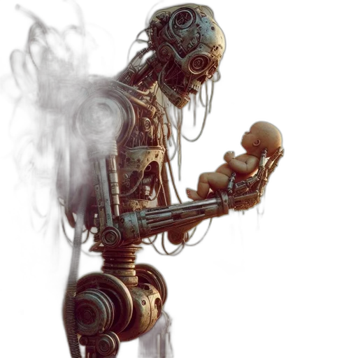 robot, weapon, concept art, cyberpunk transparent PNG cut-out