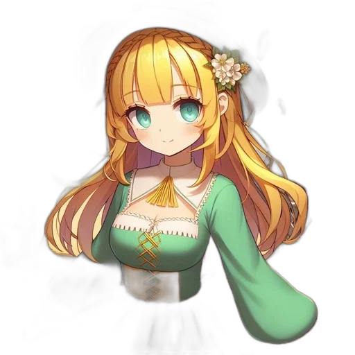 dress, flower, crown, staff transparent PNG cut-out