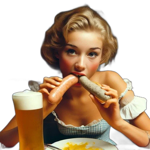 food, photorealistic, young, woman transparent PNG cut-out