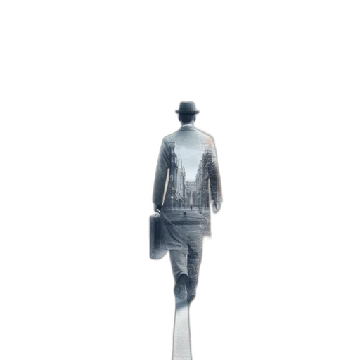 jacket, robot, staff, sword transparent PNG cut-out
