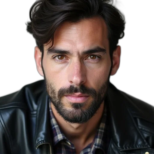 jacket, face, hair, staff transparent PNG cut-out