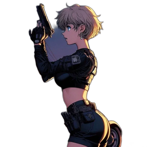 weapon, jacket, staff, robot transparent PNG cut-out