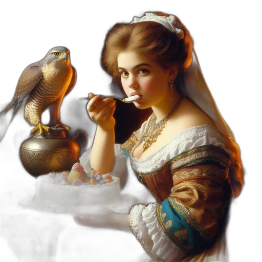 jewelry, dress, face, oil painting transparent PNG cut-out