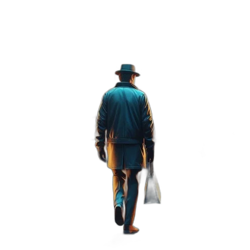 jacket, hat, umbrella, staff transparent PNG cut-out