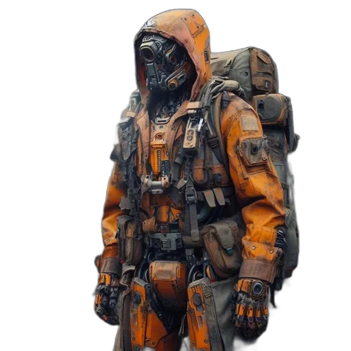 jacket, mask, weapon, robot transparent PNG cut-out