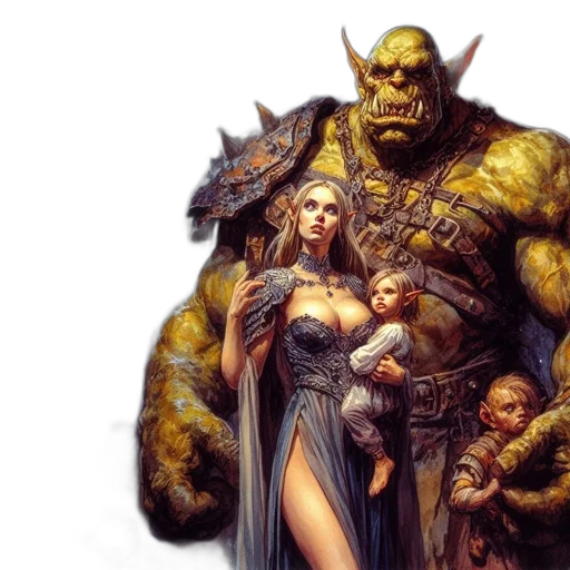 comic book art, concept art, fantasy art, golden transparent PNG cut-out