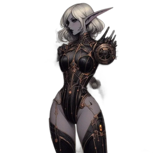 dress, staff, robot, weapon transparent PNG cut-out