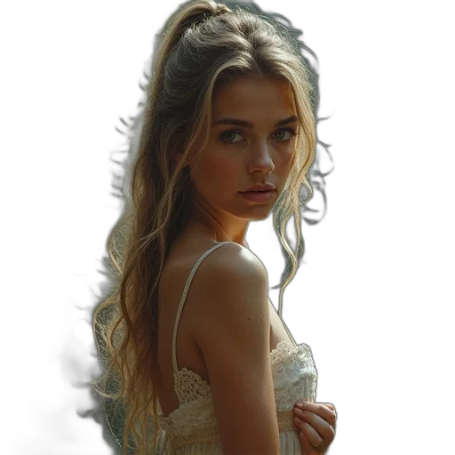 dress, crown, hair, face transparent PNG cut-out