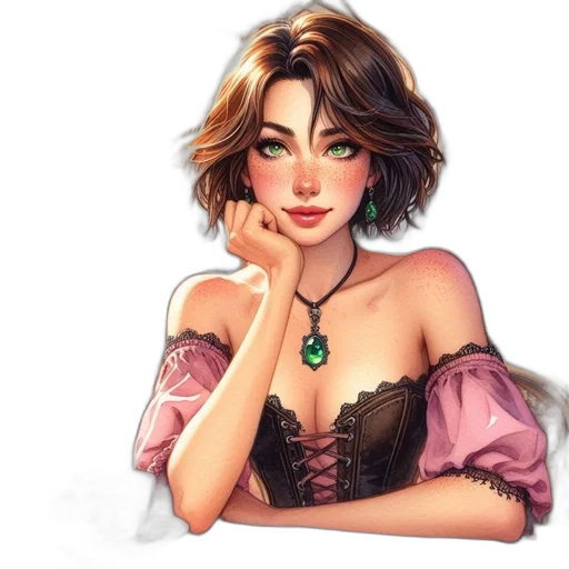 dress, jewelry, face, fantasy art transparent PNG cut-out