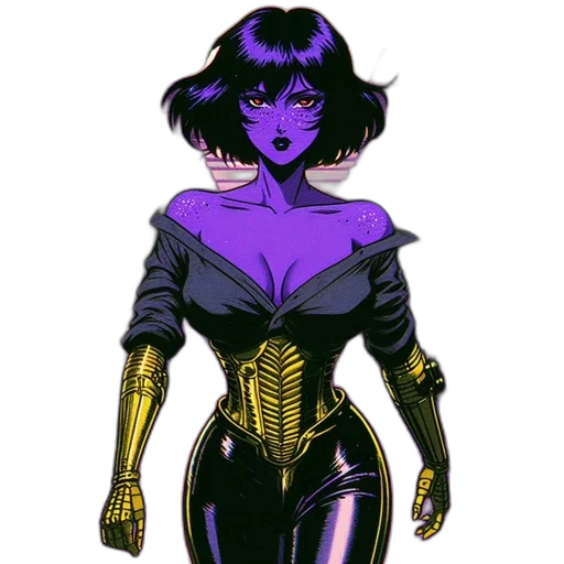 dress, comic book art, concept art, cyberpunk transparent PNG cut-out