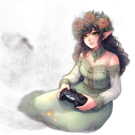dress, flower, crown, weapon transparent PNG cut-out