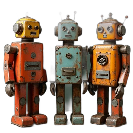 robot, 3d render, concept art, group transparent PNG cut-out