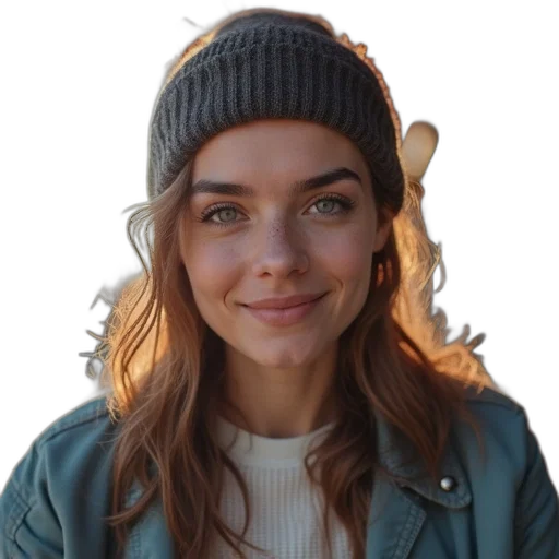 hat, face, jacket, staff transparent PNG cut-out