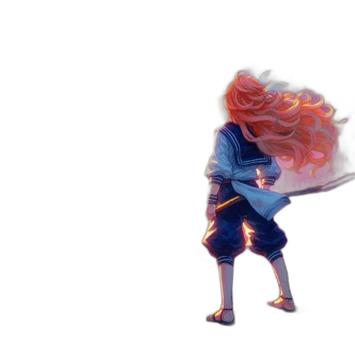 sword, staff, dragon, hair transparent PNG cut-out