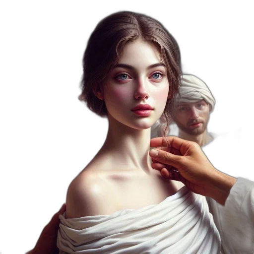 face, dress, fantasy art, oil painting transparent PNG cut-out