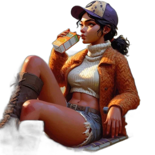 jacket, hat, weapon, staff transparent PNG cut-out
