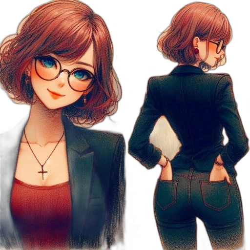 jacket, dress, anime, cartoon transparent PNG cut-out