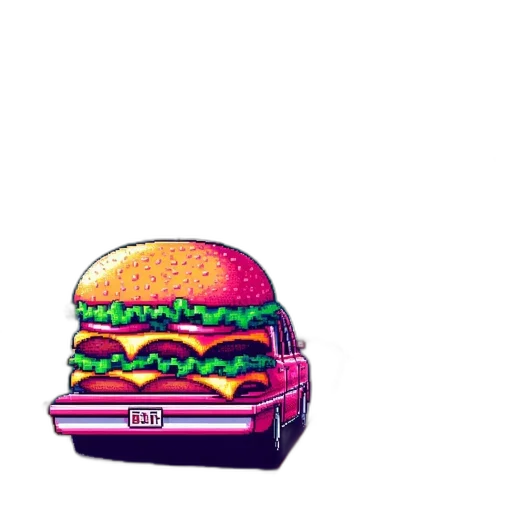 car, food, animal, pixel art transparent PNG cut-out