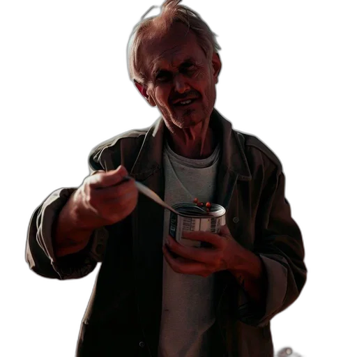 jacket, bottle, face, staff transparent PNG cut-out