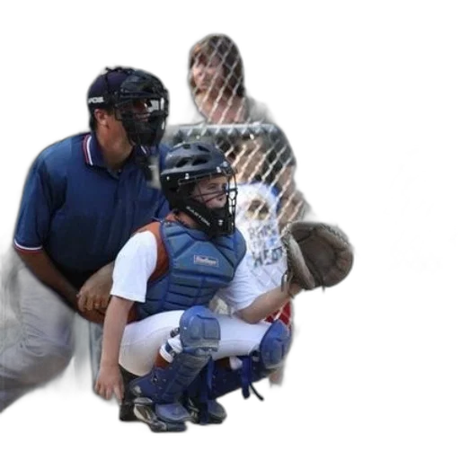 catcher, crouched, down, mask transparent PNG cut-out