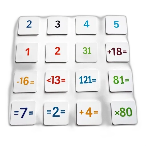 set, math, flashcards, displayed transparent PNG cut-out