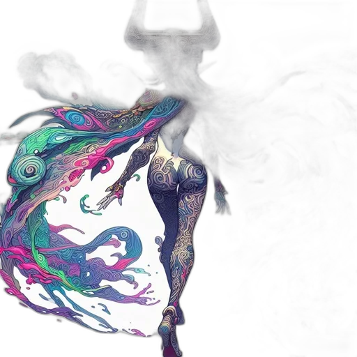 dragon, creature, dress, staff transparent PNG cut-out