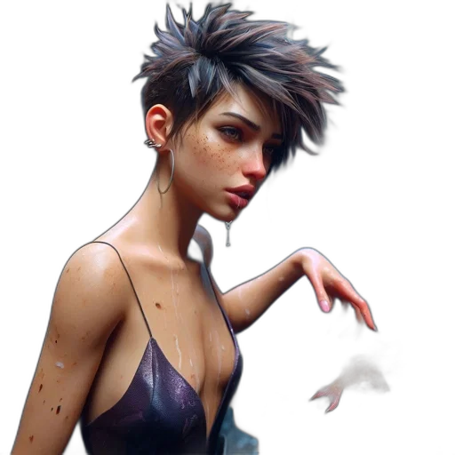 face, dress, hair, concept art transparent PNG cut-out