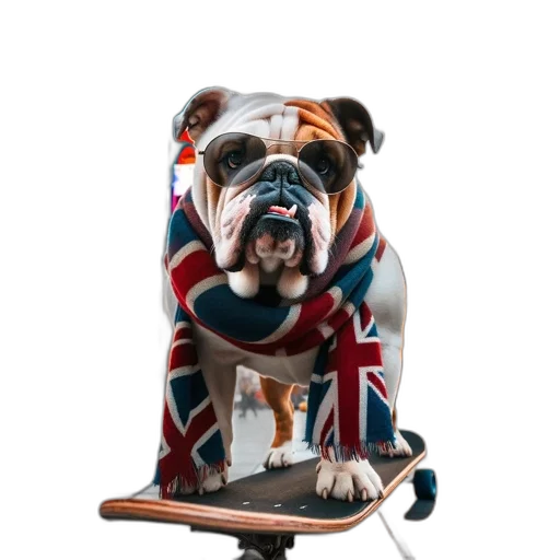 english, bulldog, wears, sunglasses transparent PNG cut-out