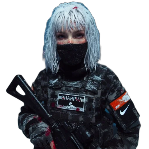 jacket, weapon, robot, face transparent PNG cut-out