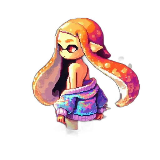 dress, hair, creature, staff transparent PNG cut-out